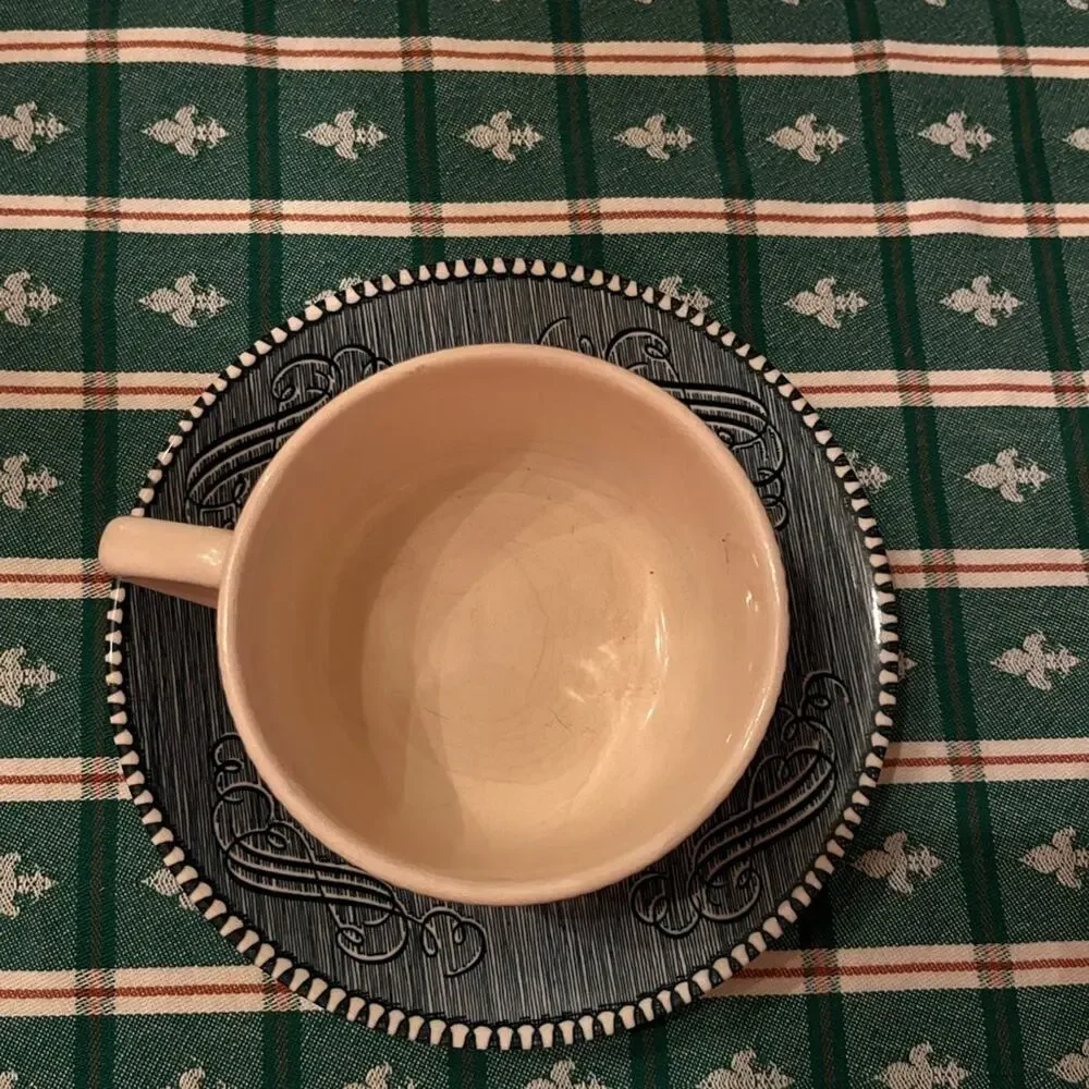 2 Currier & Ives Coffee Tea Cups Mugs and Saucers - 4 Pieces Total